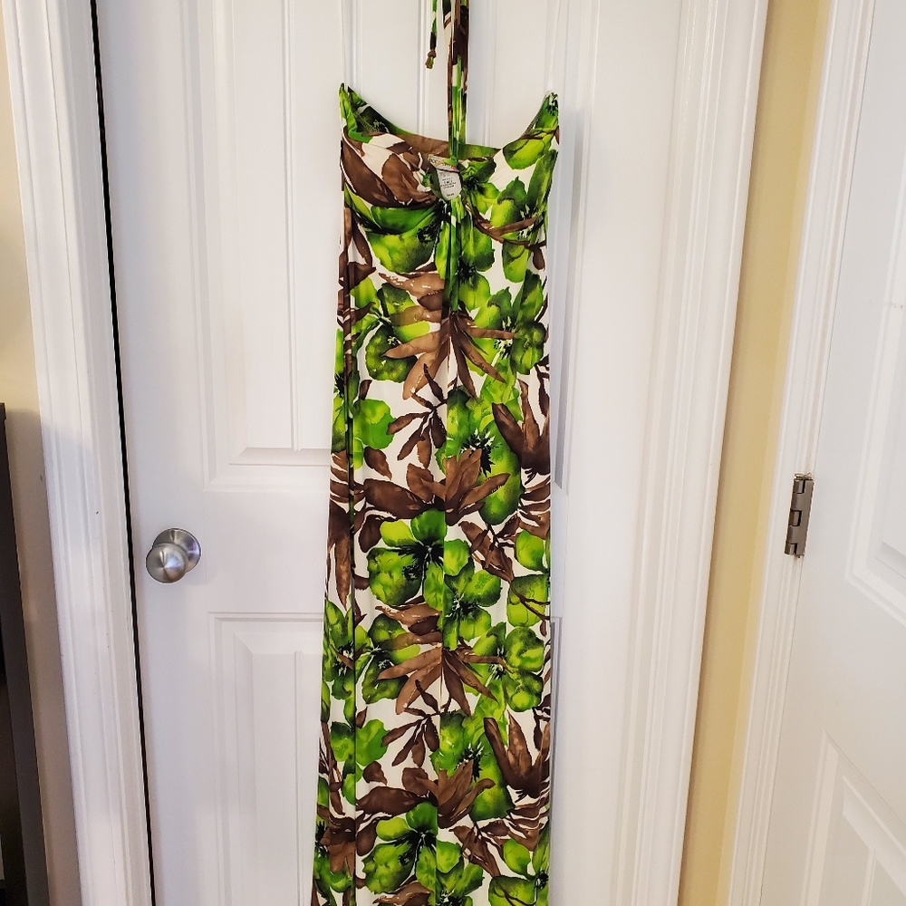 Body Central Tie Neck Halter Maxi Dress